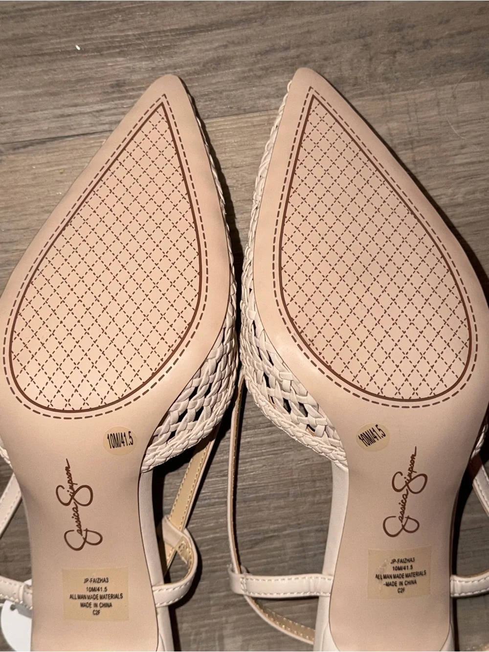 Jessica Simpson Cream Woven Slingback Mules Heels